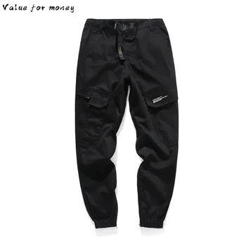 

Japanese Fashion Vintage Men Jeans Loose Fit Multi Pockets Casual Cargo Pants Harem Trouser Streetwear Hip Hop Joggers Pants Men