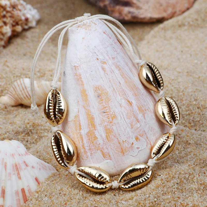 

Hesiod Handmade Natural Seashell Hand Knit Bracelet Shells Bracelets Women Accessories Beaded Strand Bracelet