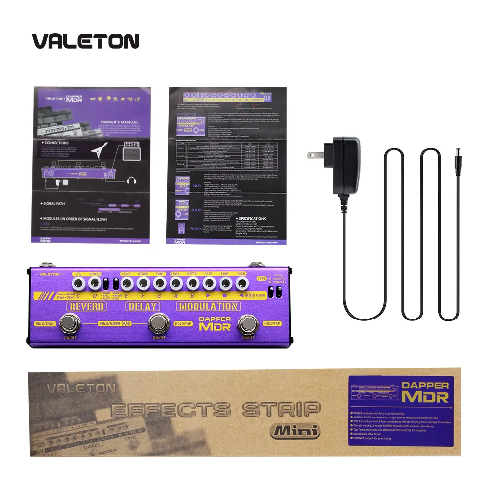 Valeton гитара Мульти педаль эффектов Dapper MDR реверберации задержки хора Phaser Vibrato тремоло Flanger цифровой аналоговый ленты задержки
