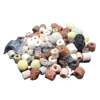 

2pcs Aquarium Water Purification Filter Supplies Ceramic Filtration Ring Water Purification Filter With Mesh Bag For Home Shop
