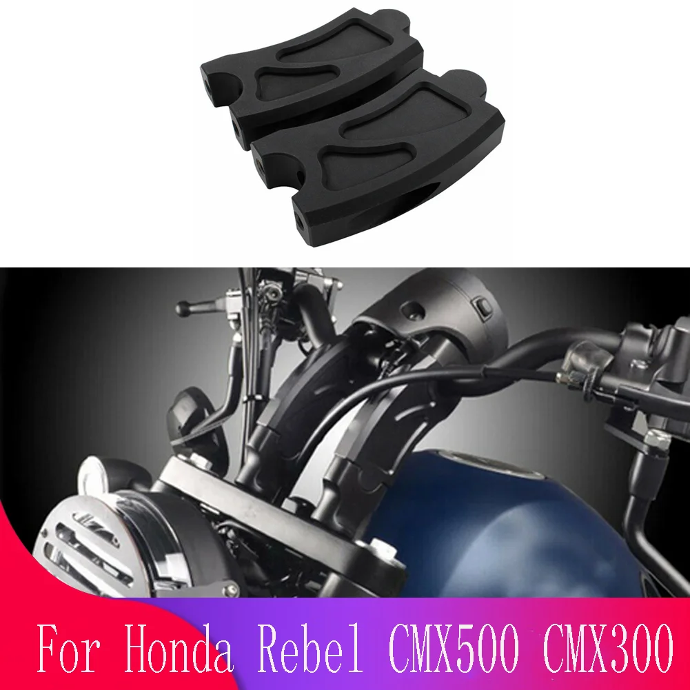 

2Pcs Motorcycle Aluminum Handlebar Risers Handle Bar Lift Clamp Adapters for Honda Rebel CMX 500 300 CMX500 CMX300 Black