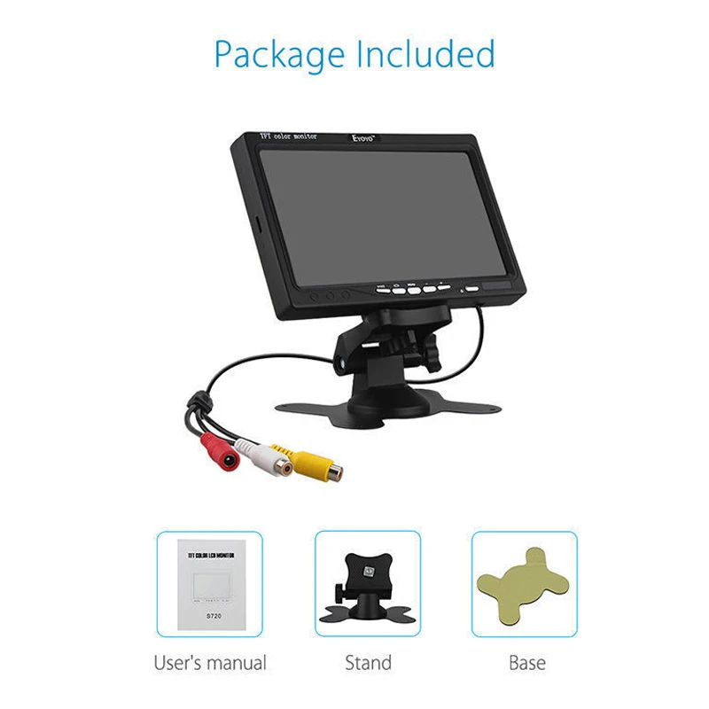  12V-24V 7 inch TFT LCD Color HD Monitor for Car CCTV Reverse Rear View Backup Camera - 4.00017E+12