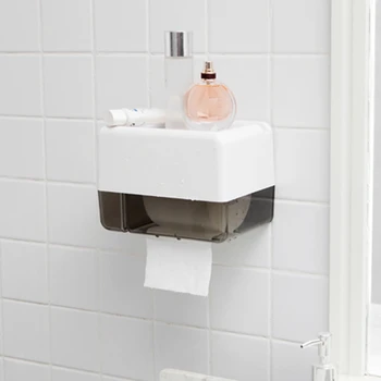 

Wall-Mounted Bathroom Tissue Dispenser Tissue Box Holder for Roll Paper Towels Mobile Phone Rack