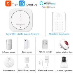 Tuya – système d'alarme de sécurité domestique intelligent, wi fi, GSM, fonctionne avec Alexa, détecteur de mouvement, détecteur de fumée, capteur de porte fenêtre, caméra IP 