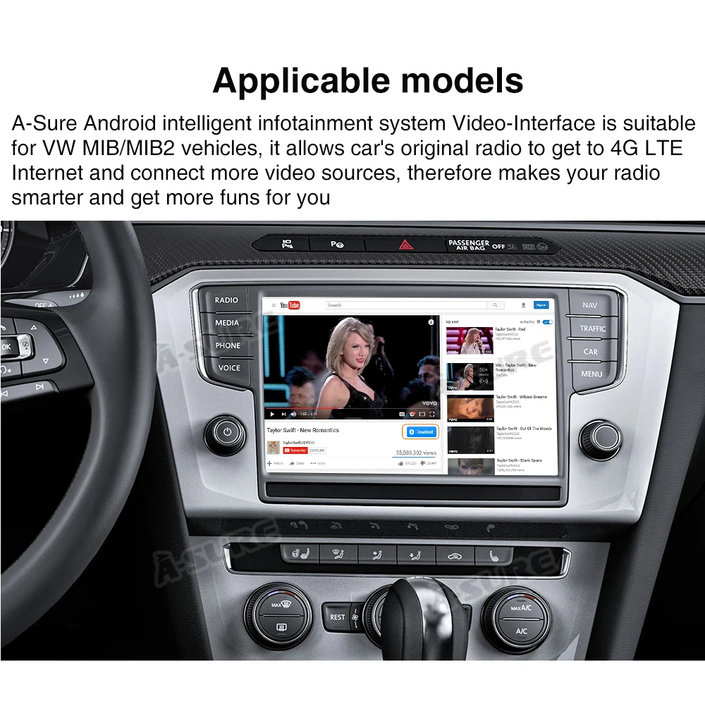 Видеоинтерфейс A Sure Android 9 0 GPS Navi 4G для Volkswagen VW Tiguan L Polo Golf 5 6 Passat B7 B8 MK7 Touran Seat