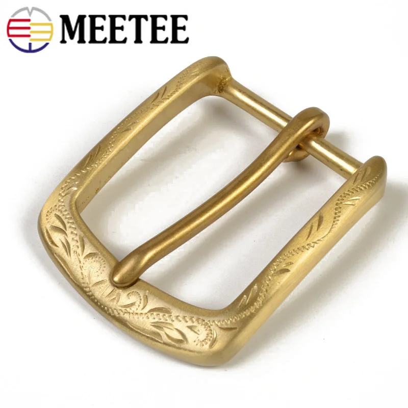 

Meetee 1pc 40mm Brass Belt Buckle Men's Belt Pin Buckles for 38-39mm Belt DIY Hand-carved D Buckle Leather Craft Material BD540
