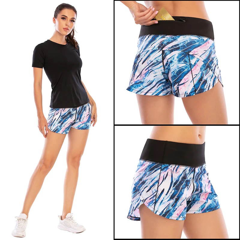 BLESSKISS 20Color Loose Sport Shorts Women Fit Training Gym Running Shorts For Ladies Printing Pocket Workout Yoga Shorts Wear