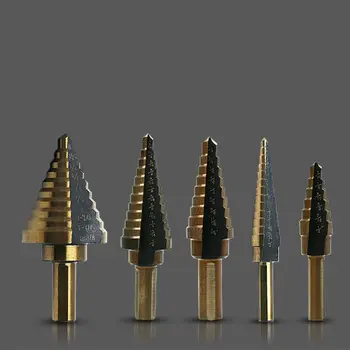 

5pcs Step Drill Bit Set Hss Cobalt Multiple Hole 50 Sizes Cobalt Titanium Conical Carbide Drill Perforator Hole Cutter Tool