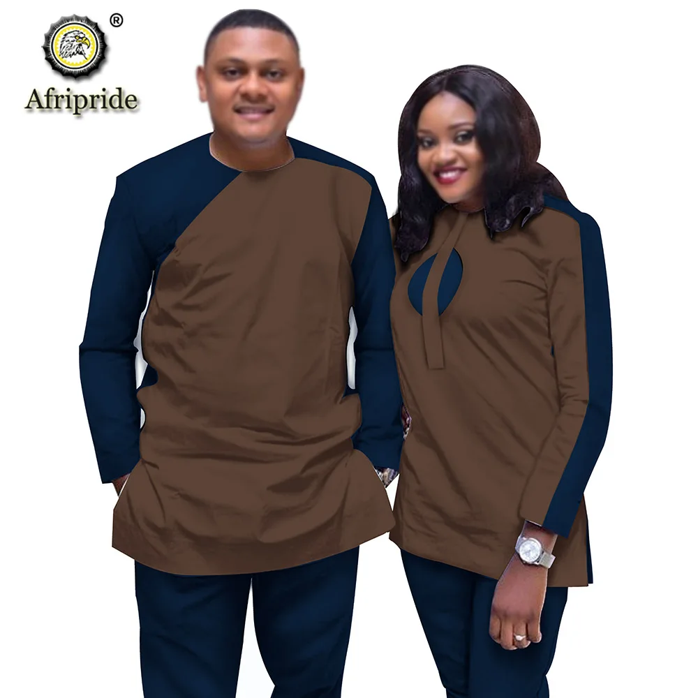 african traditional attire African Couple Clothing Women Suits + Men Clothing Set Dashiki Outfits Shirt and Pant 2 Piece Tracksuit  Wax AFRIPRIDE S20C006 african style clothing Africa Clothing