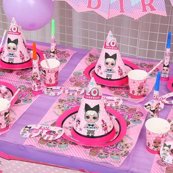 

LOL Surprise Doll Birthday Party Theme Children Gift Holiday Cup Saucer Spoon Cake Stand Event Supplies