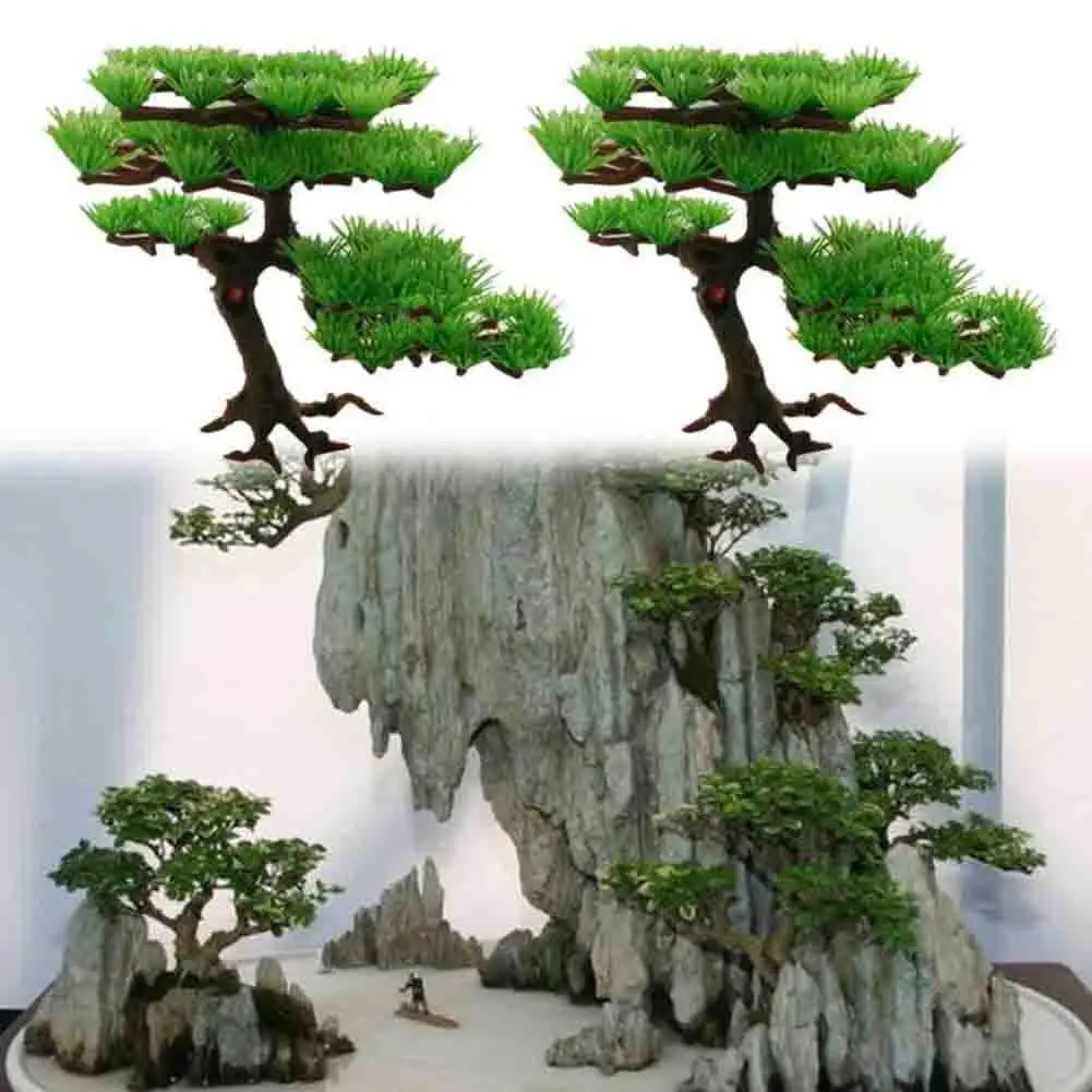 TWISTER.CK Artificial Water Plant Pine Tree Bonsai Fish Bowl Landscape Aquarium Accessories Fake Pine Bonsai Ornaments