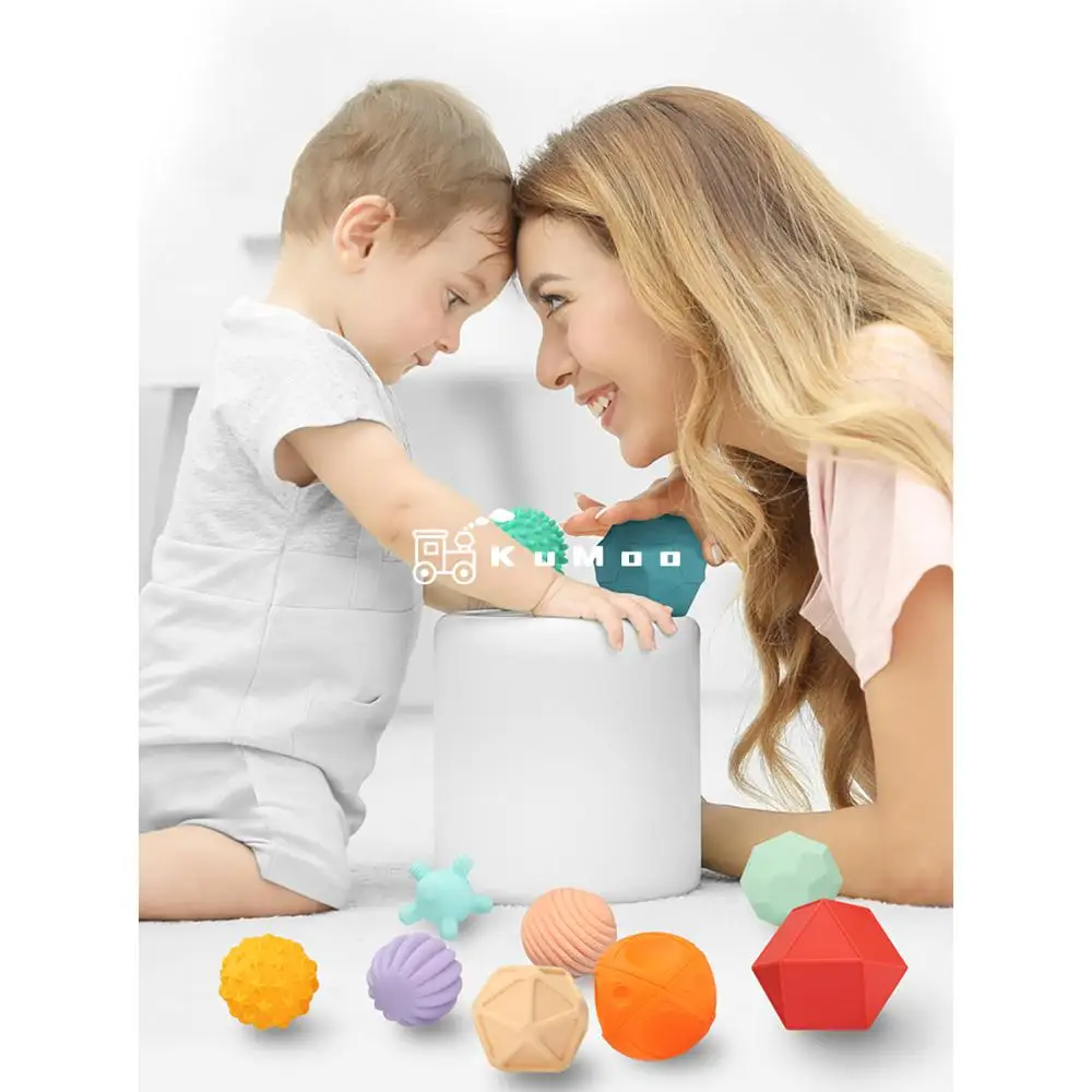 

Beiens 6-10Pcs Rubber Textured Touch Ball Hand Sensory Children Ball Toys Baby Training and Massage Soft Ball Development Toy