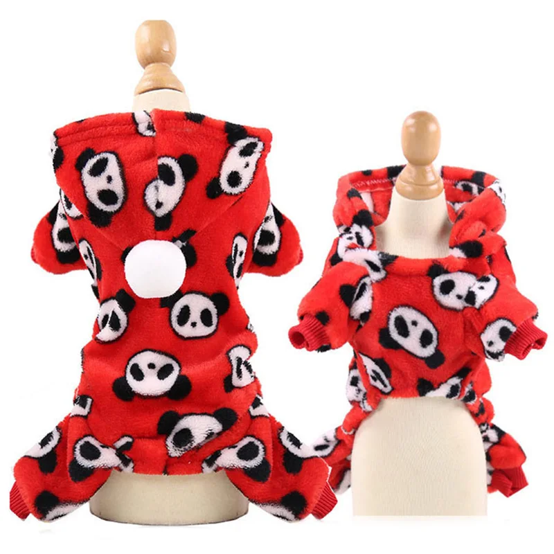 Red Bear Pawstrip, одежда для маленьких собак, теплый зимний комбинезон для собаки, мягкая флисовая толстовка для щенка, осенняя одежда для собак, одежда для плюшевого померанского XS-XXL - Цвет: Red Bear