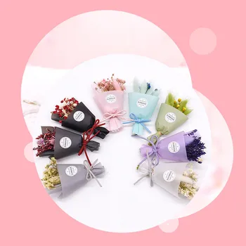 

20pcs/pack Mini Flower Bouquet Friend Gift Flower For Glass Dome Inner Ornaments Gift Box Flower Accessories