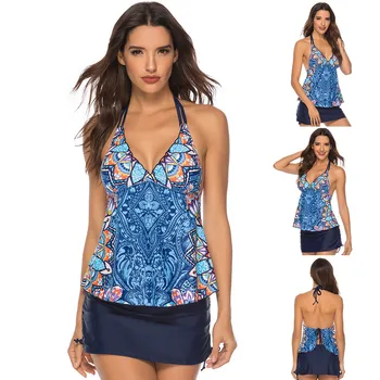 

2020 High Quality Women Floral Print Tankini Set Two Piece Swimsuit Padded Bathing Costume For Bathers Hot Sexy ropa de playa
