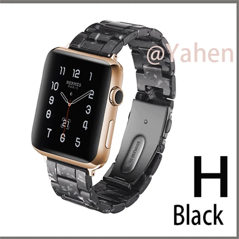 Керамика смолы ремешок для наручных часов Apple Watch Series 4 5 3 2 1 полоса смолы Для мужчин Для женщин ремешок для наручных часов iWatch, 40/44/38 мм/42 мм, ремешок для часов аксессуары - Цвет: H black