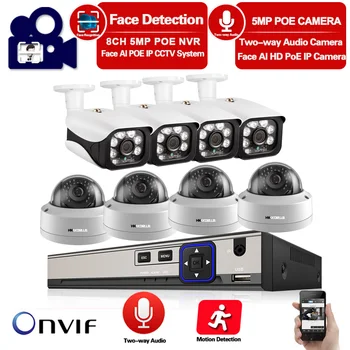 

Face Detection H.265 8CH 5MP Wireless NVR POE Security Camera System Outdoor IR-CUT CCTV Video Surveillance Video Recorder Kit