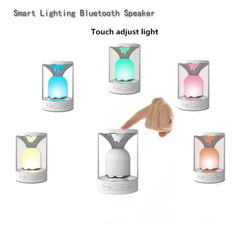 Ночной светильник, светодиодный Bluetooth динамик, портативный, беспроводной, TF карта, Bluetooth динамик, сенсорное управление, цветной светодиодный прикроватный столик, лампа