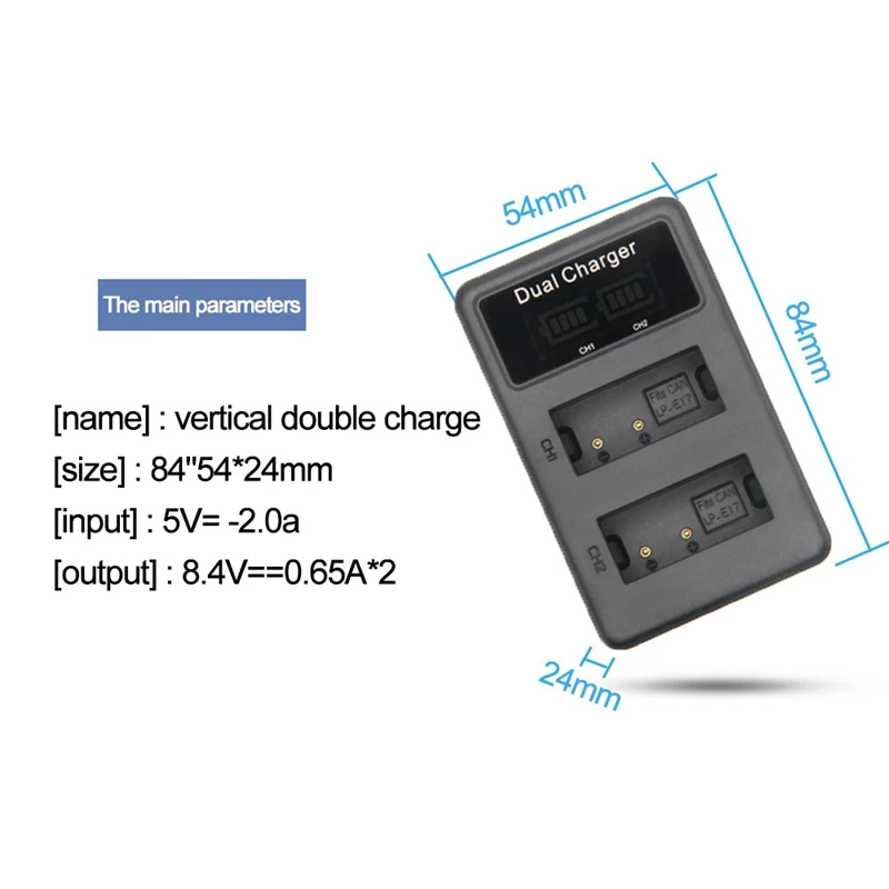 Зарядное устройство с ЖК-дисплеем и двумя usb-портами для Lp-E17 Lpe17 Lp E17 батарея для камеры Canon Eos M3 M5 M6 Kiss X8I 750D 760D T6I T6S 800D