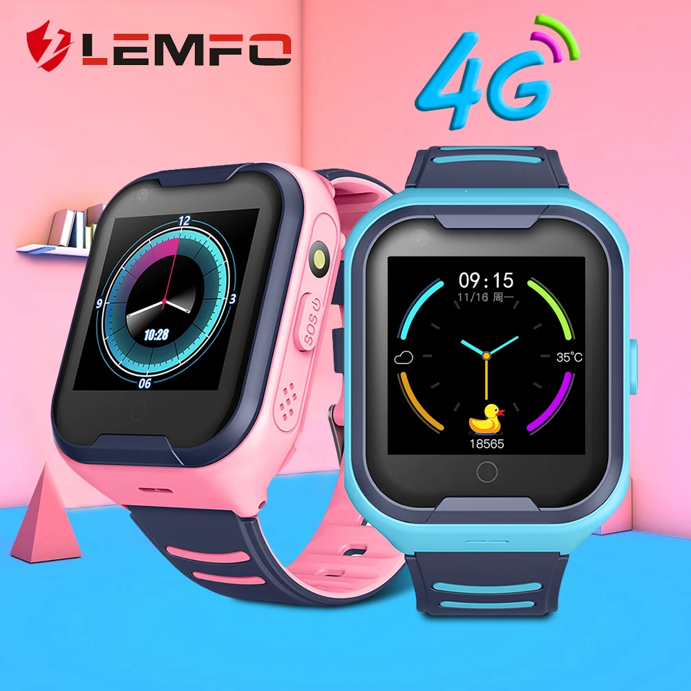 LEMFO 4G Детские Смарт-часы gps wifi IP67 Водонепроницаемый 680Mah большой аккумулятор 1,4 дюймов дисплей SIM телефон видео звонок Smartwatch ребенок
