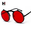 SHAUNA Small Size Folding Steampunk Sunglasses Women Retro Men Spring Temples Round Clear Red Punk Glasses UV400 ► Photo 1/6