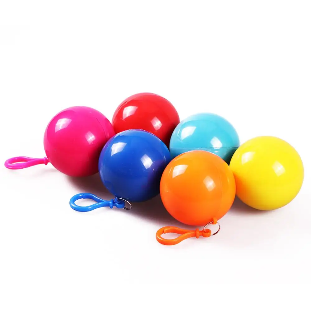 Creative Portable Rain Ponchos Ball for Adults Disposable Extra Thick Emergency Waterproof Raincoat Colorful Poncho with Hook | Дом и сад