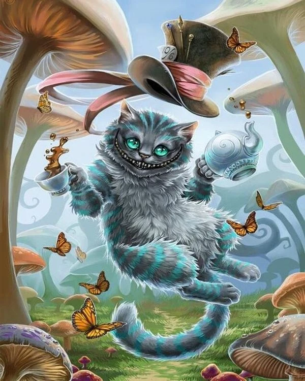 数字による絵画 チェシャ猫 Tea Party 40x50 Cm ペイントボーイ 高級 Va 1195画像着色描画 番号でペイント Aliexpress