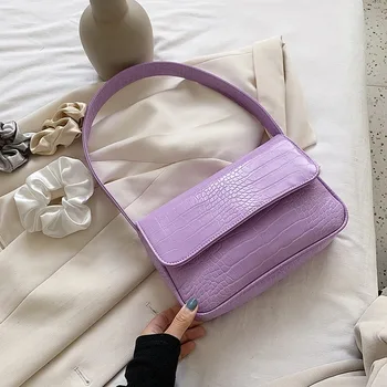 

New Elegant Female Handbags Crocodile Pattern Small PU Leather Shoulder Bags for Women Solid Color Mini Ladies' Travel Flap Bags