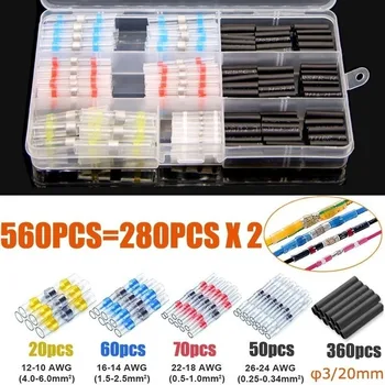 

280PCS/560PCS Heat Shrink Soldering Sleeves Tubes Waterproof Insulated Wire Splice Connector 22-10/0.5mm2-6mm2AWG