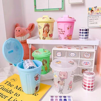 

1 Pcs Cute Colorful Desktop Pencil Pen Holders Stand with Cover Stationery Cosmetic Sundry Storage Box Manage Case Container