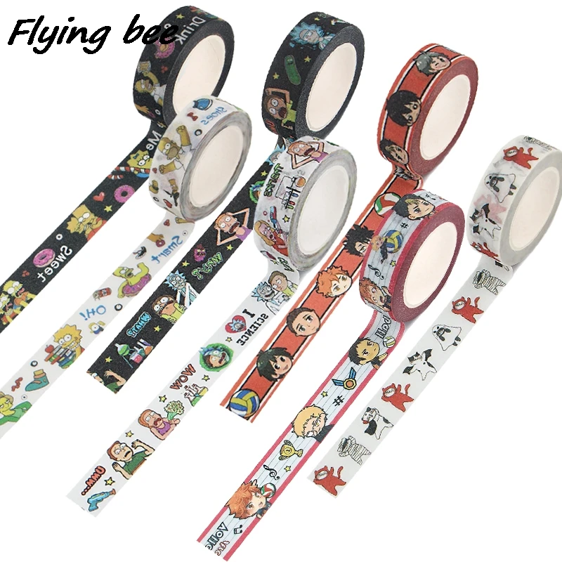 Flyingbee 15mmX5m аниме волейбол для маленьких мальчиков с рисунком кота из мультфильма