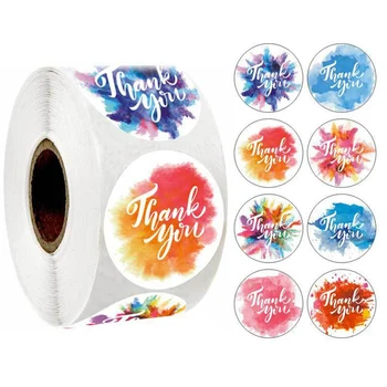 

500pcs/roll 1inch Labels Paper Thank You Stickers Seal Sticker For Package Stationery Sticker Thanks Christmas Wedding Decor