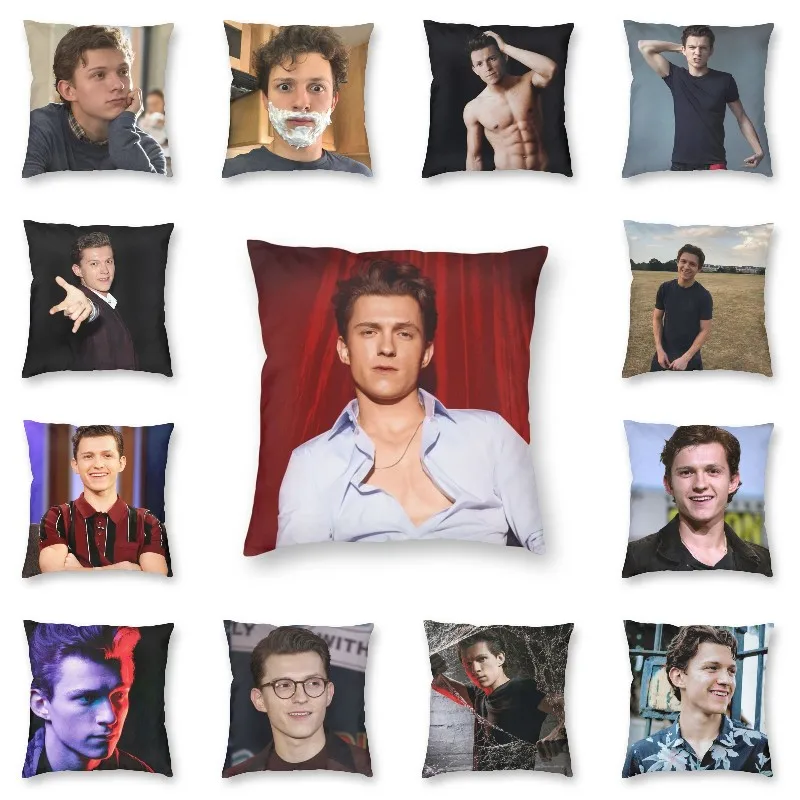 

Cool Tom Holland Actor Square Throw Pillow Case Decoration Cushions Cover for Living Room Sofa Double-sided Printing