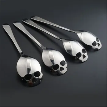 

Fashion Stainless Steel coffee Scoop Skull shape dessert spoon Food grade ice cream candy tea spoon tableware Drinking Tea Scoop