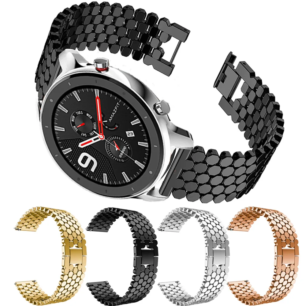 Сменный ремешок из нержавеющей стали для часов Huami Amazfit GTR 47 мм браслет из металлического сплава ремешок для часов 22 мм ремешок для часов
