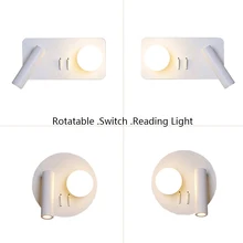 Современная светодиодная настенная лампа с поворотным рычагом, вращающаяся в помещении с переключателем для чтения, прикроватная тумбочка для спальни, гибкий настенный светильник, регулируемый Wandlamp