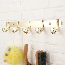 Best Price Gold 5 Hooks Wall Hanger Curved Buckle Towel Robe Hooks Bathroom Hook Stainless Wall Mounted Clothes Hanger Coat Hook
