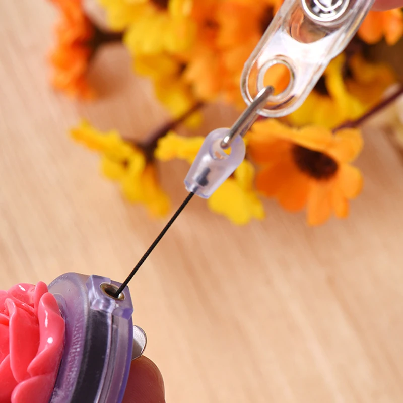 10pcs Beautiful Colorful Rose Flowers Retractable Badge Reels Card Holder Girls Nurse Exhibition Name Card Clips Stationery