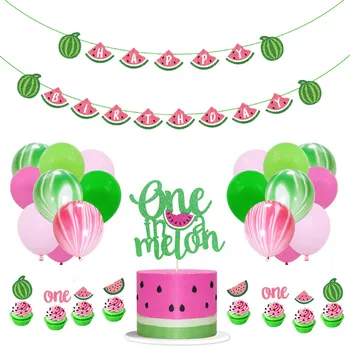 

28Pcs Birthday Party Supplies Cute Watermelon Themed Dessert Table Decoration Set