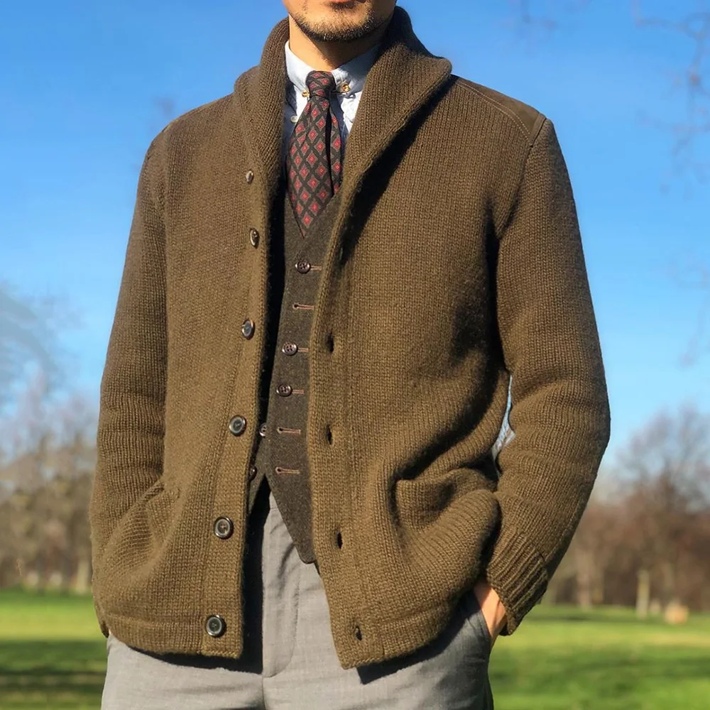 

Men Sweater Casual Long Sleeve Button Pocket Single-Breasted Loose Cardigan Winter Jumper Oversize Knitted Coat Top Young New