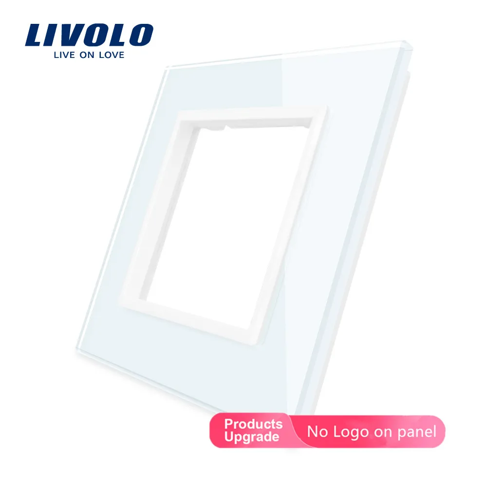 Livolo Luxury Black Pearl Crystal Glass 80mm*80mm EU standard DIY Part Of Switch Socket Single Glass Panel VL-C7-SR-11 smart wall switch wall touch switch socket light switch cover switch glass panel