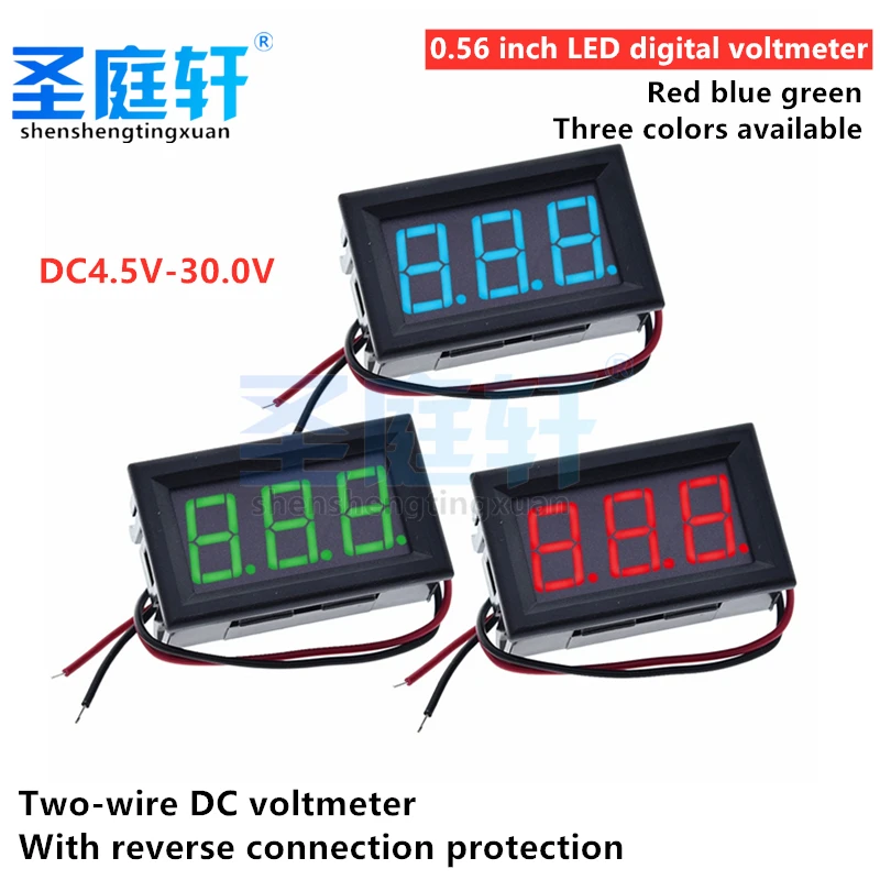 Two-wire DC voltmeter head, 0.56 inch LED digital voltmeter DC4.5V-30 ...