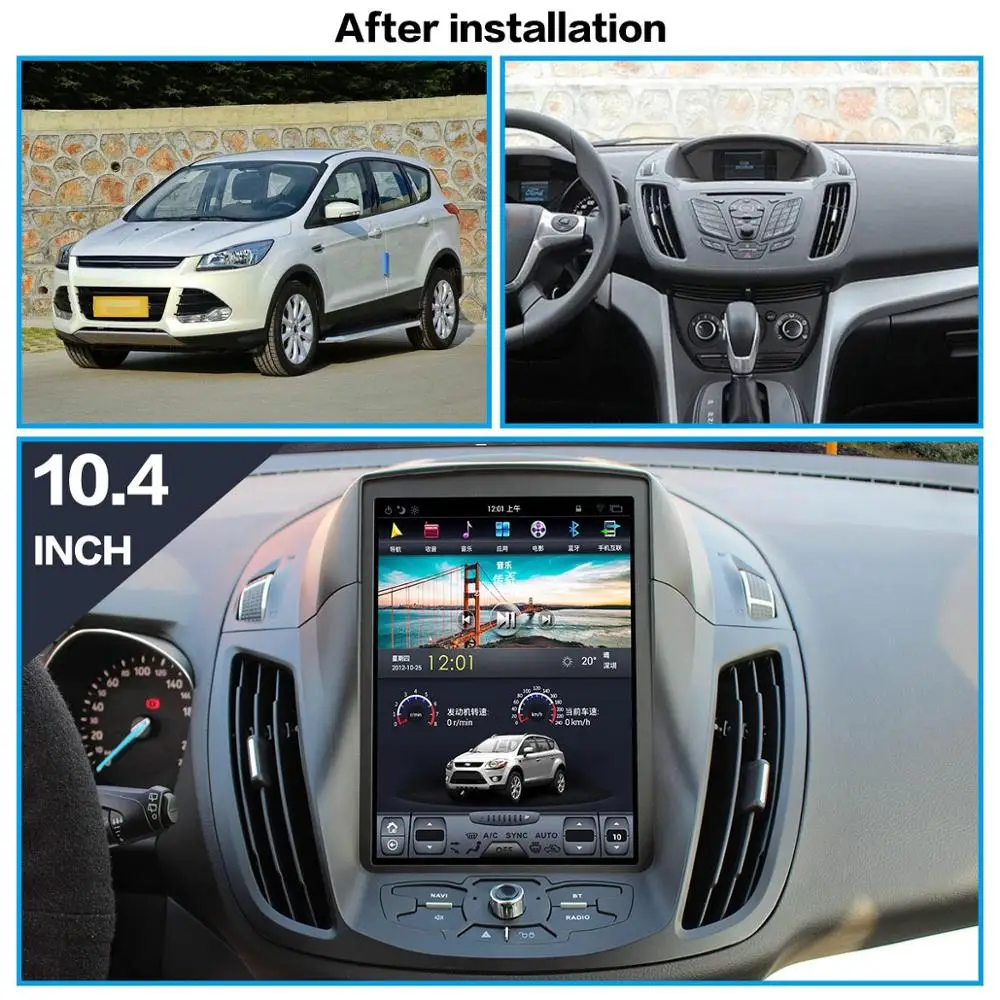 4G 64G PX6 Android 9,0 автомобильный Радио Tesla вертикальный экран для Ford kuga 2013- аудио плеер In-dash Carplay gps навигация