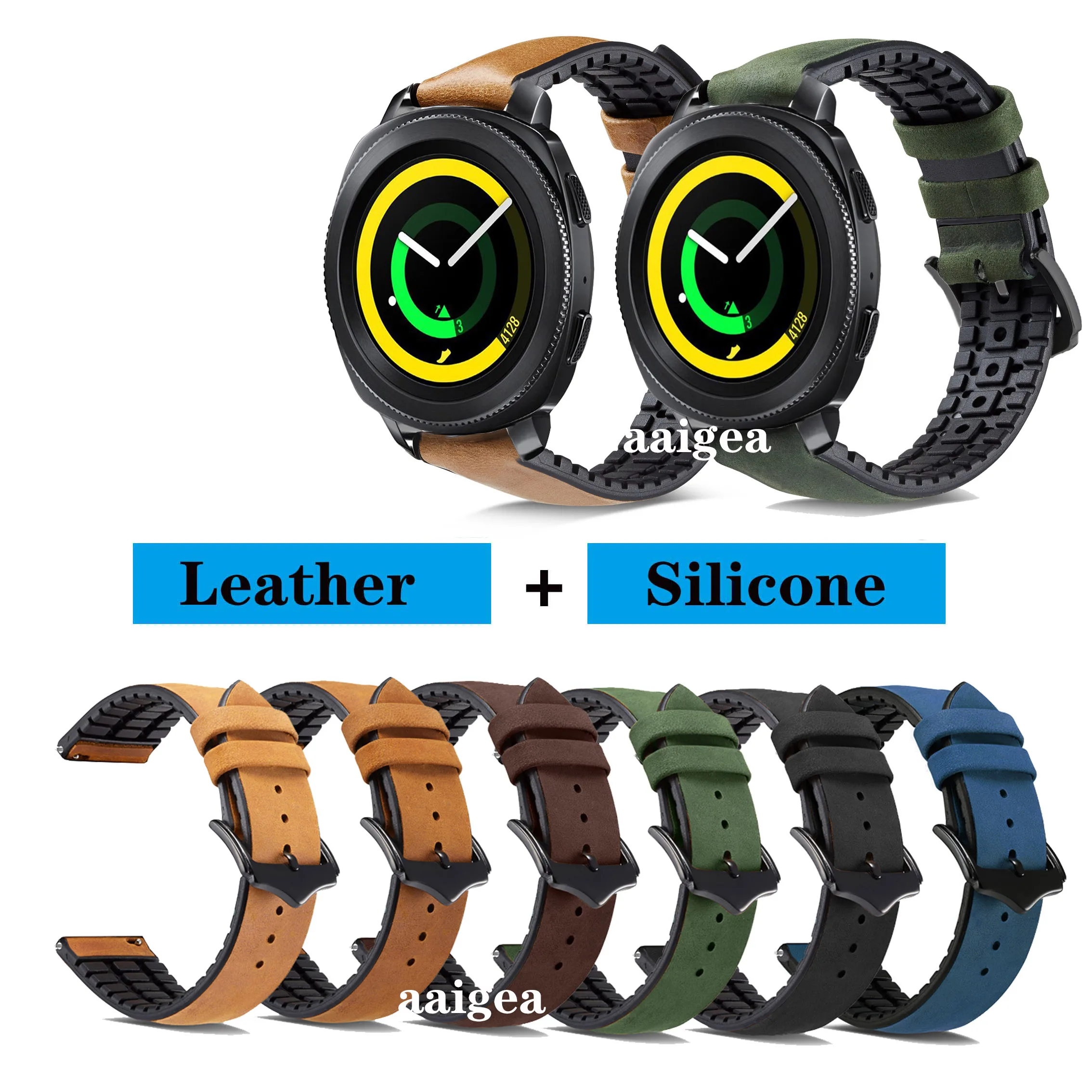 Силиконовый ремешок для часов 20 мм 22 натуральная кожа Samsung Gear Sport S4 3 41 Active 2 42