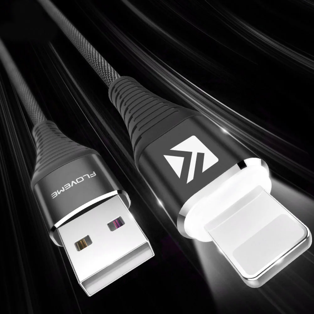 Кабель Micro USB FLOVEME для Apple, 1 м, высокопрочный нейлоновый кабель для быстрой зарядки и синхронизации данных, кабель для телефона Apple, смартфон - Цвет: Черный