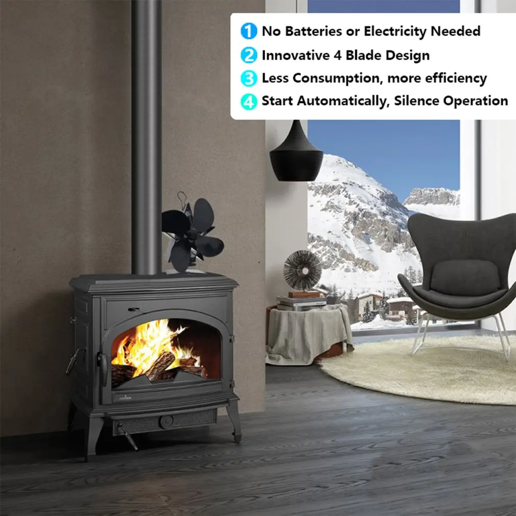 Premium Fireplace Thermodynamic Fan Alumina Fan Blade Ultra Quiet Warm Fireplace Fan Thermal Power Fan