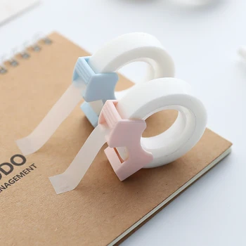 

kawaii transparent masking tape dispenser cutter blue/pink student writable Invisible copy tape cutting machine gift stationery