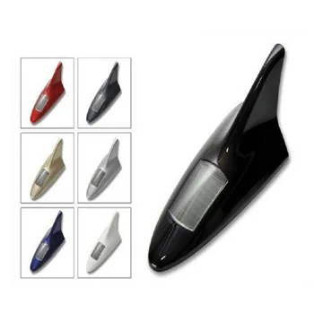 

Hot solar waterproof anti-rear warning light antenna car shark fin LED decorative light decorative antenna 2019
