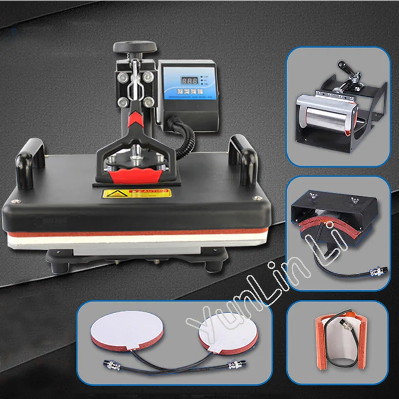 6 in 1 30*38cm T-shirt Swing Away Heat Press Machine/ Shaking Head Heat Transfer Sublimation Machine
