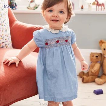 

Turn-down Peter Pan Collar Tops Bebe Girls Tee Kids Dress Summer 100% Cotton Children Babydoll One-piece Dress Baby Girl Clothes